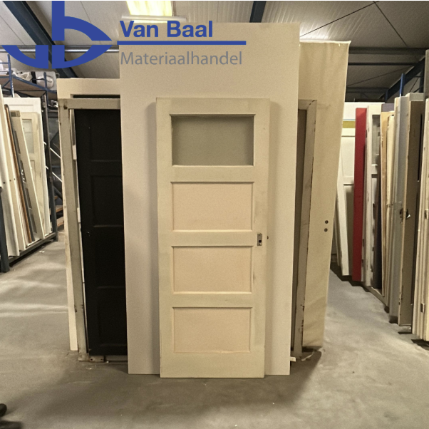 4-Vlaks Houten Paneeldeur met Glas – 77 cm breed x 201,5 cm hoog