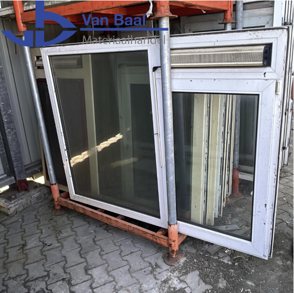 Kunststof Draaikiepraam – Rechts draaikiep, links vast – 185 cm breed x 144 cm hoog