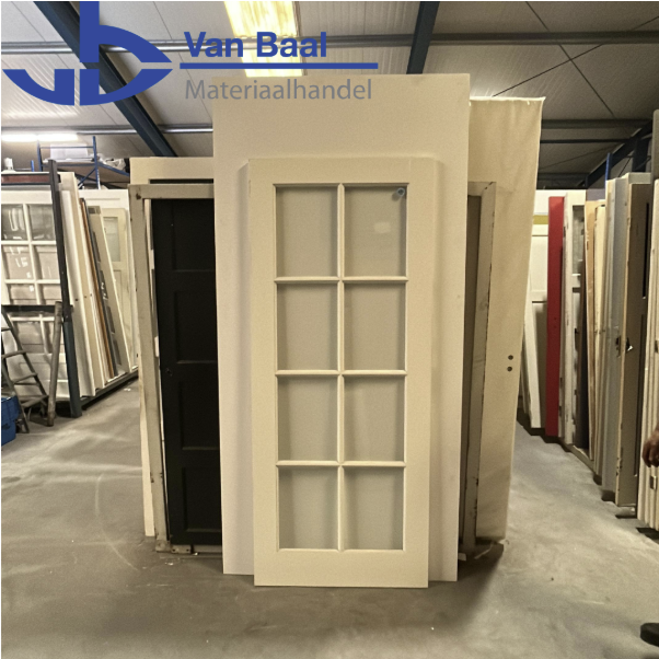 Nieuwe 8-Vlaks Houten Paneeldeur met Glas – 88 cm breed x 211,5 cm hoog